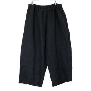 FLAX by Jeanne Engelhart 100% Linen Black Pull-on Baggie Pants Lagenlook